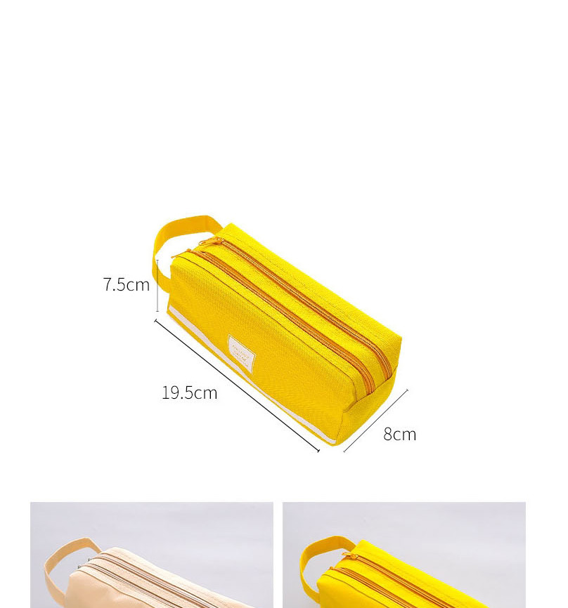 Fashion Yellow Large Capacity Pencil Case With Stitching Letters,Pencil Case/Paper Bags