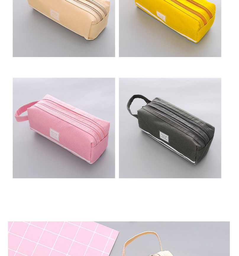 Fashion Pink Large Capacity Pencil Case With Stitching Letters,Pencil Case/Paper Bags