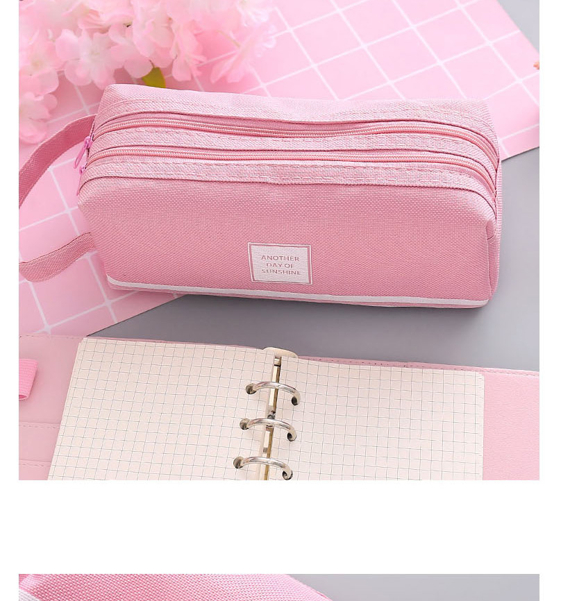 Fashion Gray Large Capacity Pencil Case With Stitching Letters,Pencil Case/Paper Bags