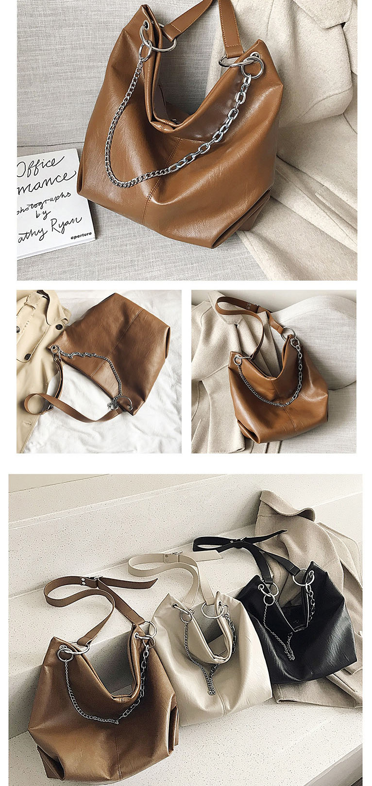 Fashion White Large Chain Shoulder Bag,Messenger bags