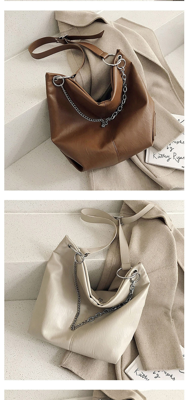 Fashion Brown Large Chain Shoulder Bag,Messenger bags