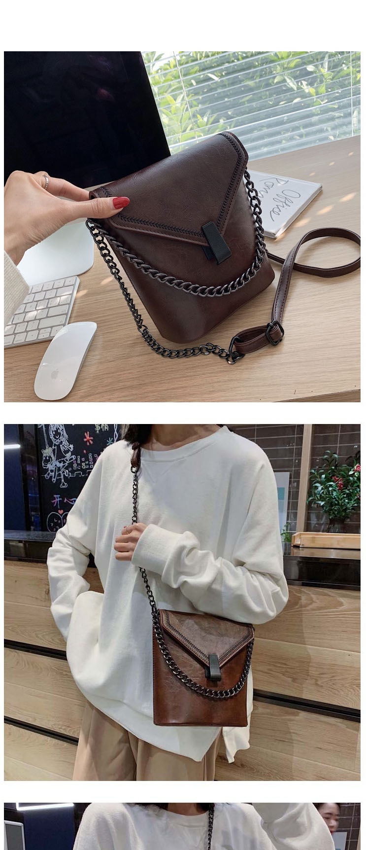 Fashion Black Chain Embroidered Shoulder Bag,Shoulder bags