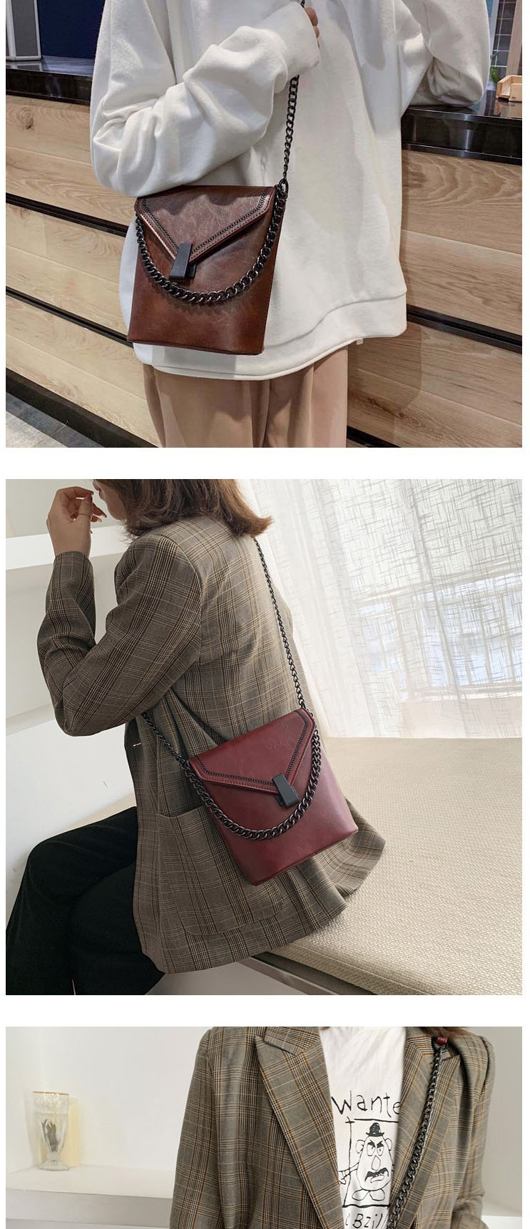 Fashion Red Wine Chain Embroidered Shoulder Bag,Shoulder bags