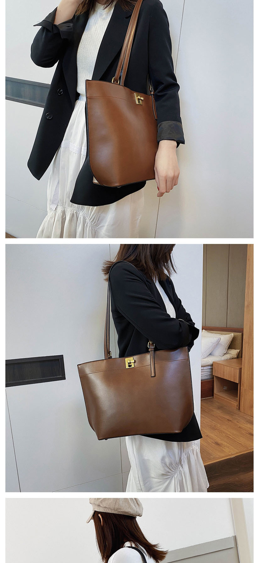 Fashion Black Pu Soft Face Lock Shoulder Crossbody Bag,Messenger bags