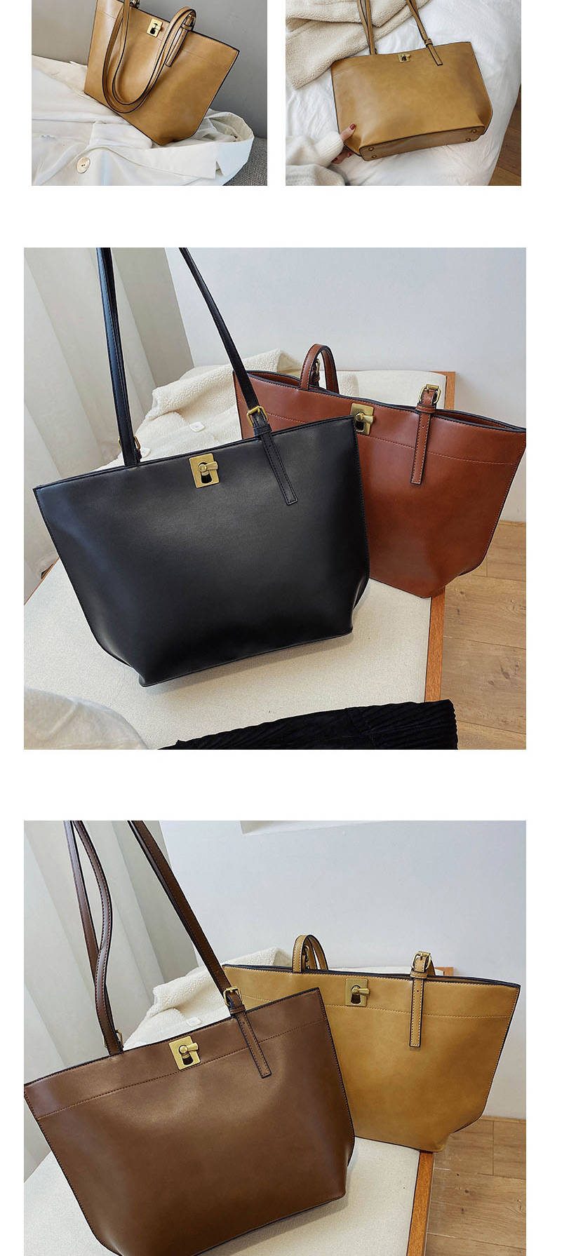 Fashion Brown Pu Soft Face Lock Shoulder Crossbody Bag,Messenger bags