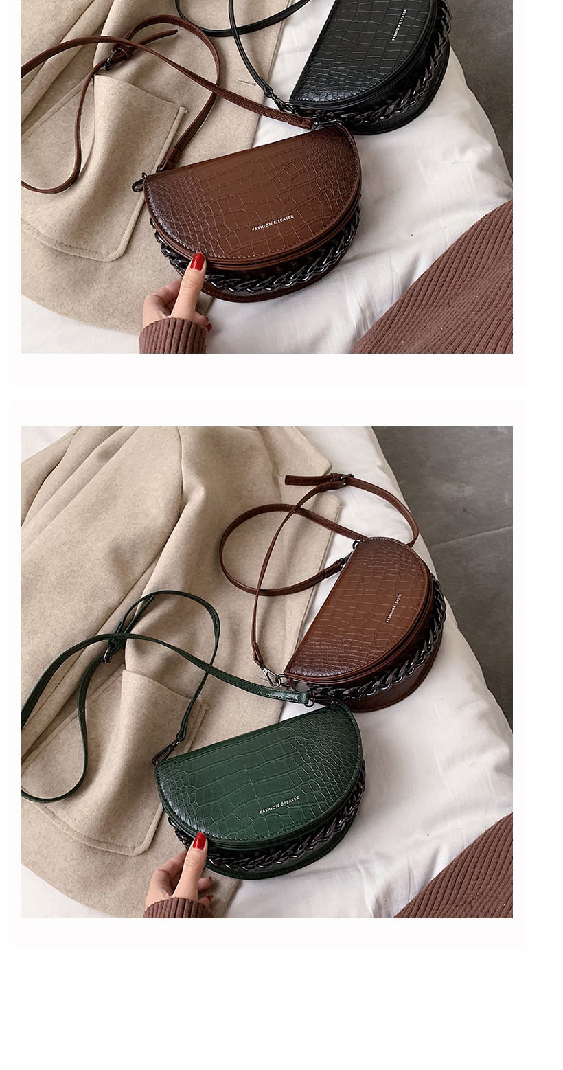 Fashion Red Wine Crocodile Semi-circular Bronzing Alphabet Shoulder Bag,Shoulder bags