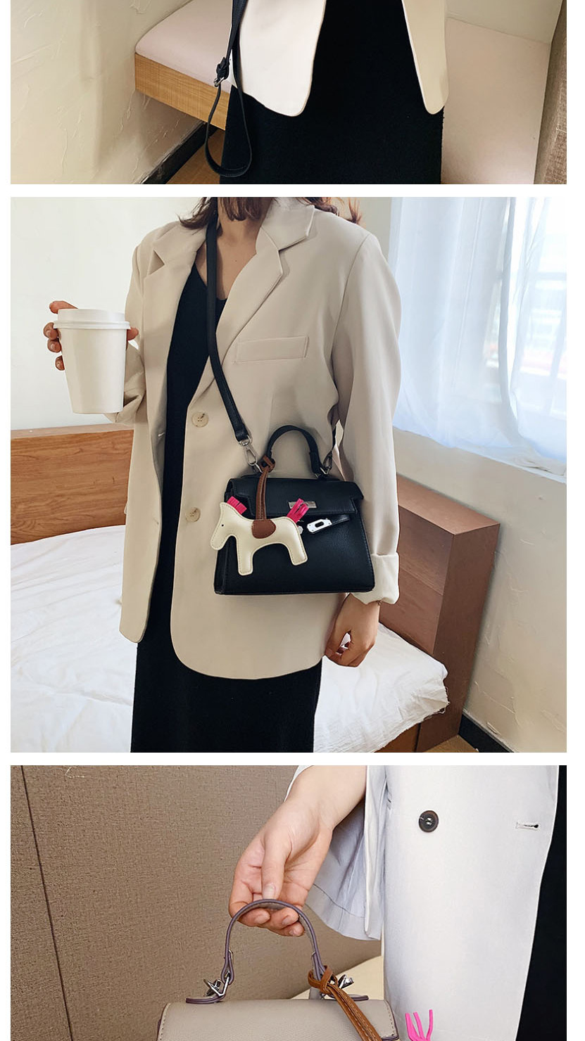 Fashion Khaki Pony Kelly Lock Diagonal Shoulder Bag,Handbags