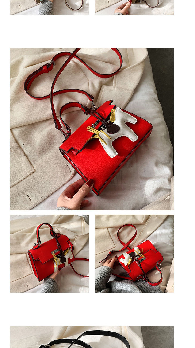 Fashion Red Pony Kelly Lock Diagonal Shoulder Bag,Handbags