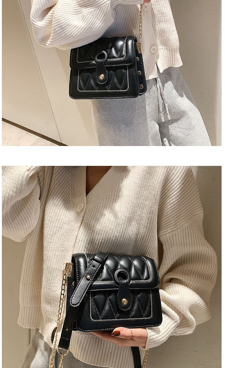 Fashion Black Chain Stud Lock Diamond Crossbody Shoulder Bag,Shoulder bags