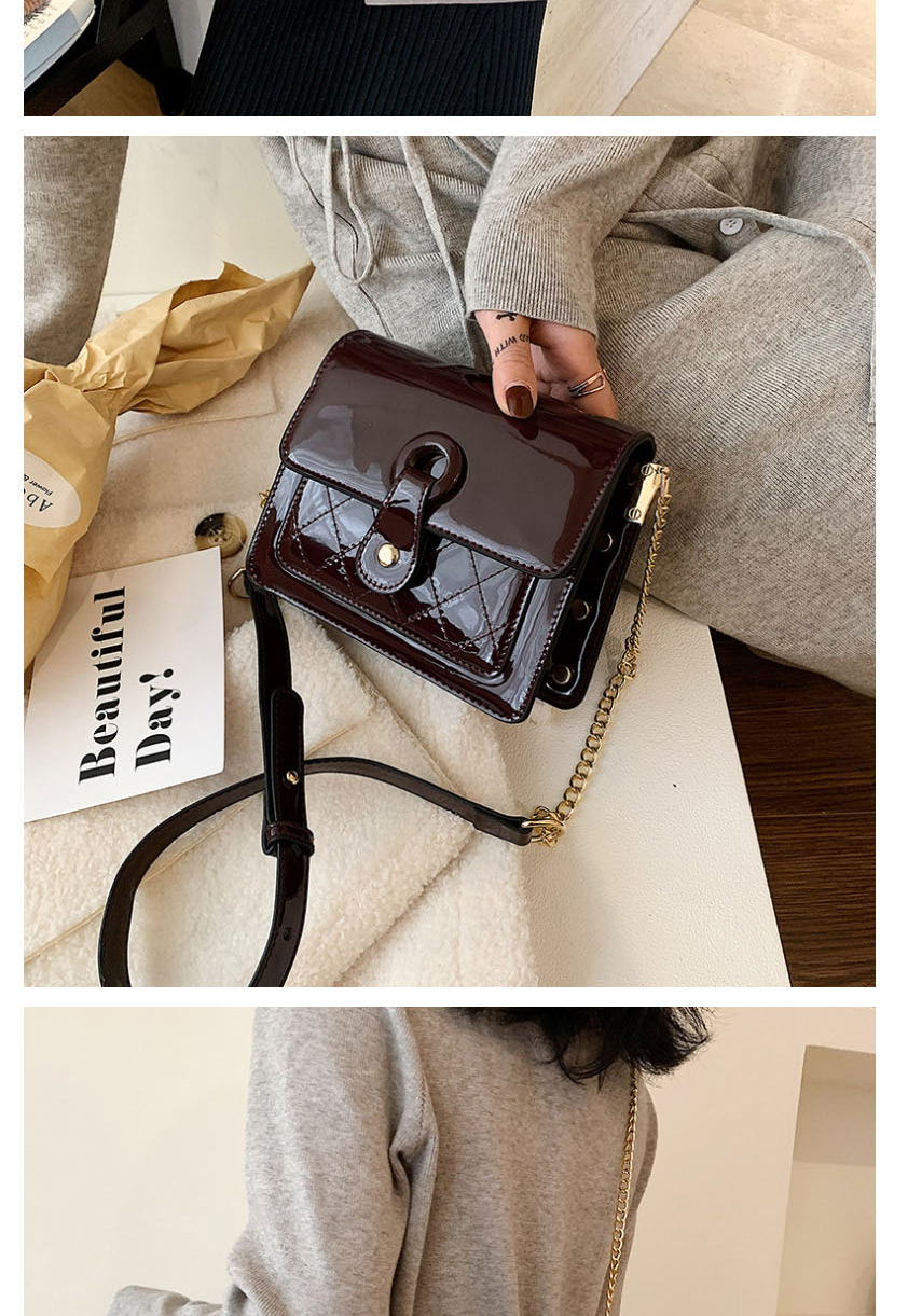 Fashion Black Patent Leather Diamond Studded Chain Shoulder Bag,Shoulder bags