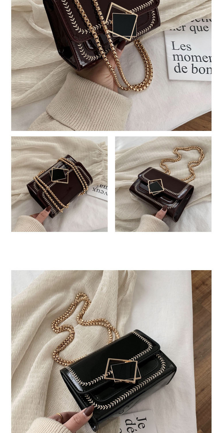 Fashion Black Patent Leather Sequin Chain Shoulder Crossbody Bag,Shoulder bags