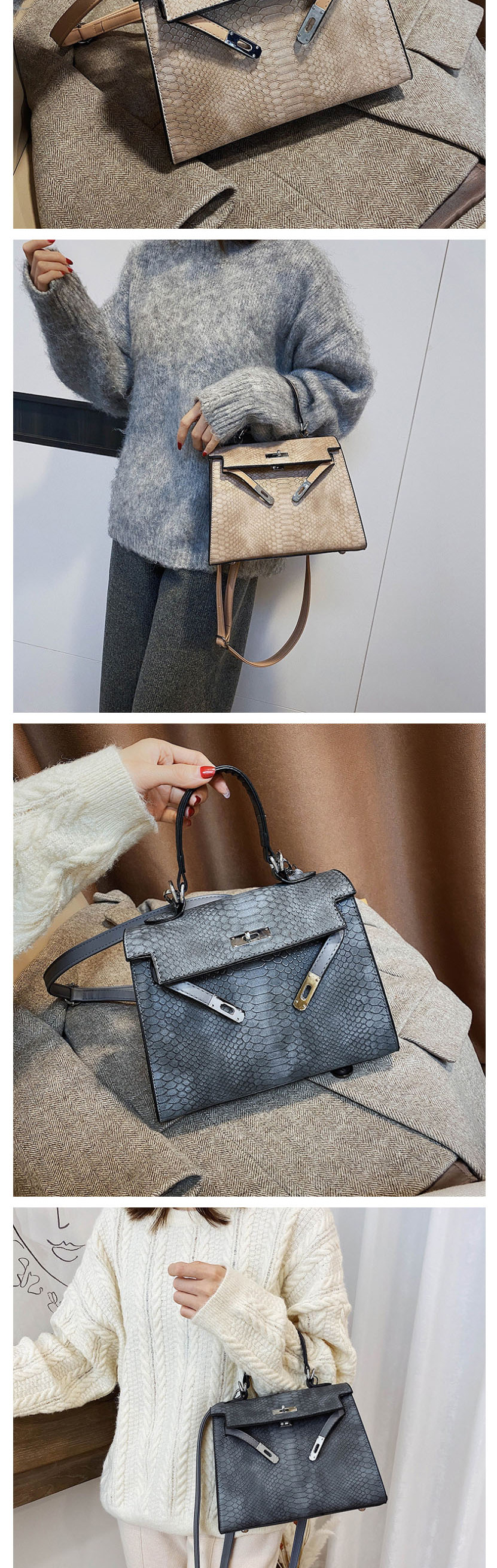Fashion Orange Crocodile Lock Shoulder Crossbody Bag,Handbags