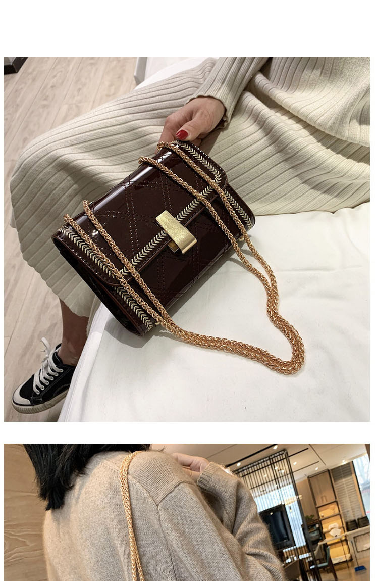 Fashion Coffee Color Lacquered Chain And Chain Shoulder Bag,Shoulder bags