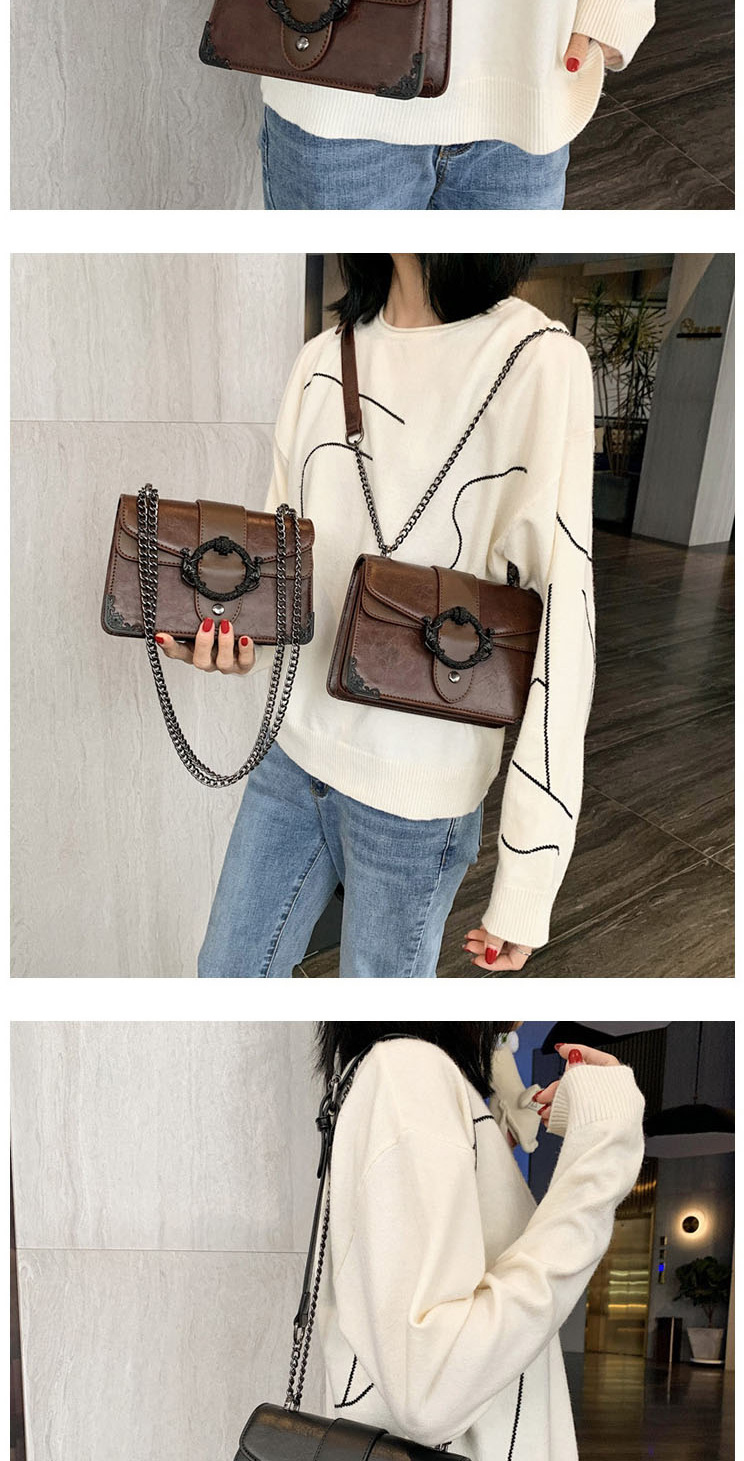 Fashion Coffee Color Large Chain Metal Buckle Shoulder Crossbody Bag,Shoulder bags