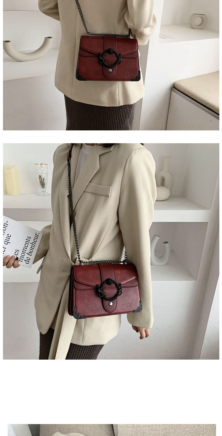 Fashion Coffee Color Trumpet Chain Metal Buckle Shoulder Crossbody Bag,Shoulder bags