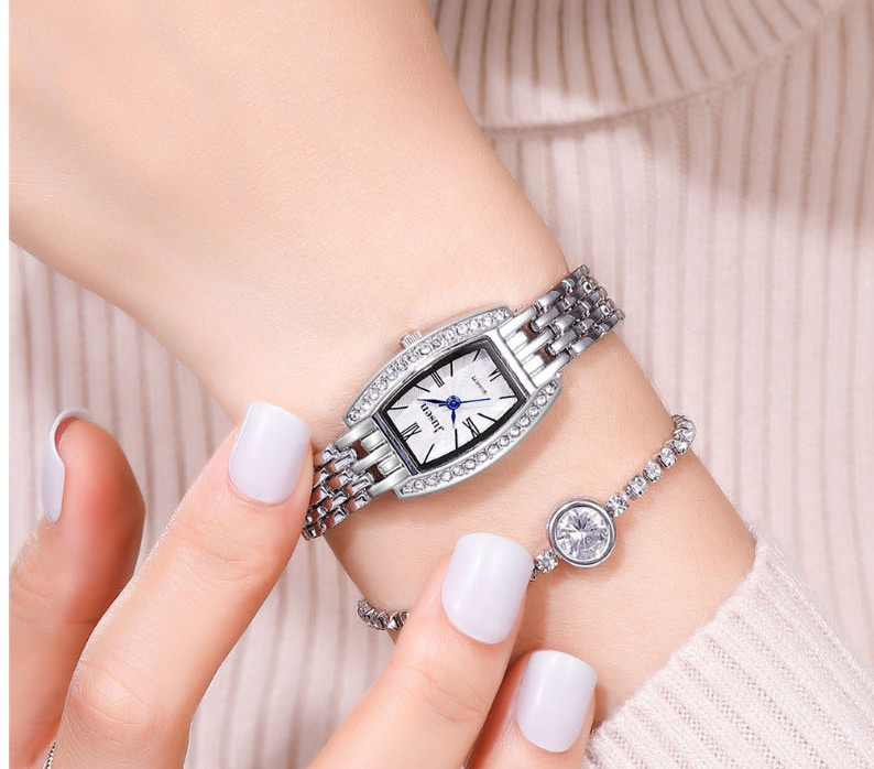 Fashion Silver Quartz Bracelet With Diamonds,Ladies Watches