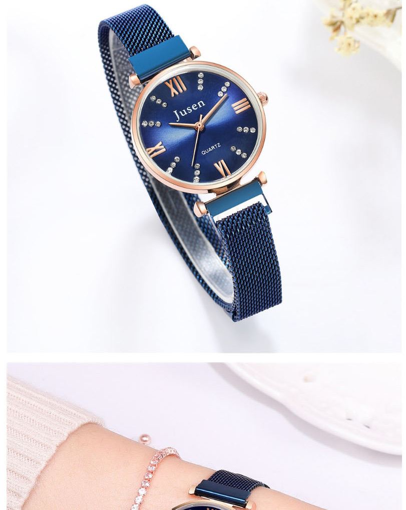 Fashion Black Quartz Watch With Diamonds And Magnets,Ladies Watches