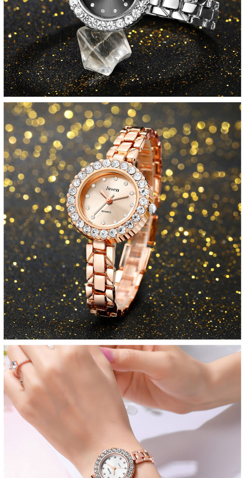 Fashion Rose Gold With White Surface Diamond Bracelet Watch With Diamonds,Ladies Watches