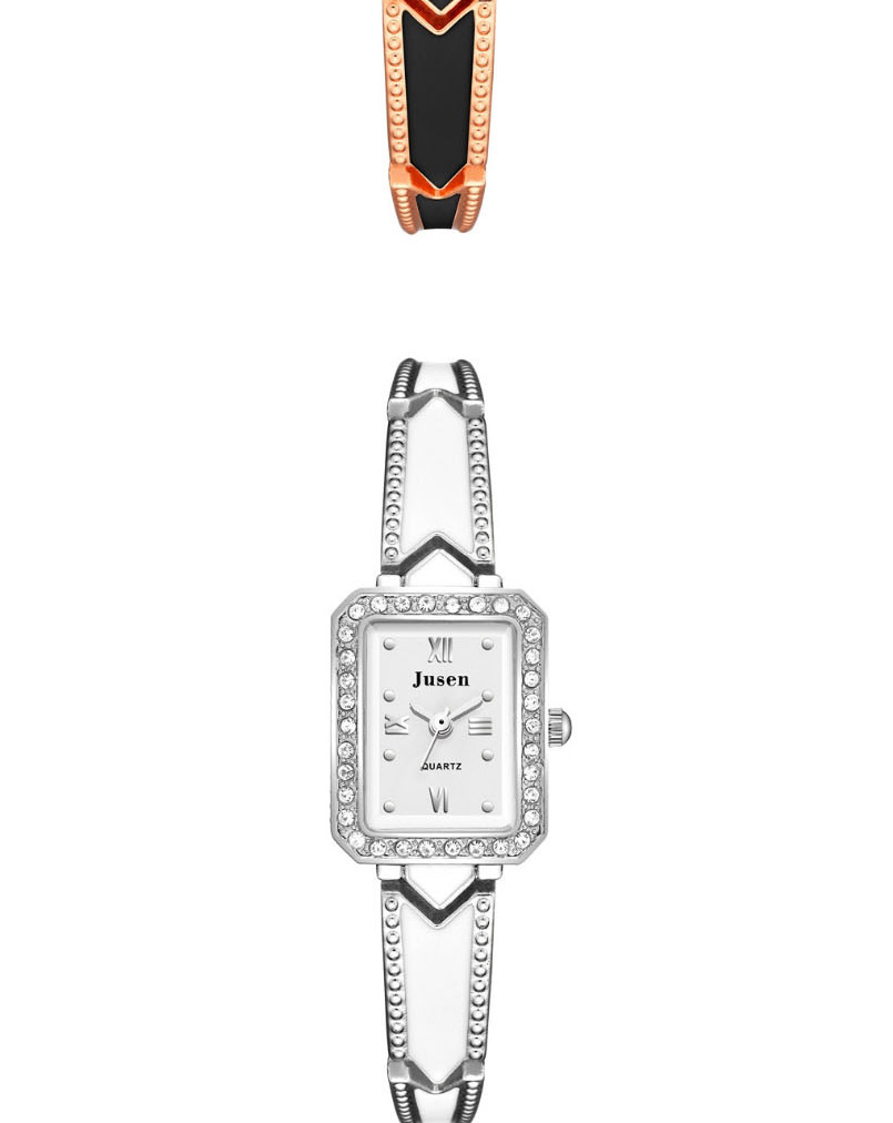 Fashion Silver Black Belt Diamond Bracelet Watch With Diamonds,Ladies Watches