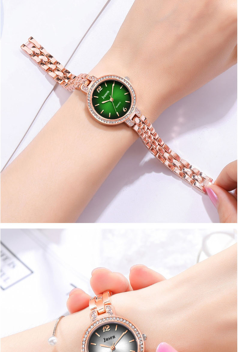 Fashion Rose Gold With Red Face Quartz Bracelet With Diamonds And Steel Sunburst,Ladies Watches