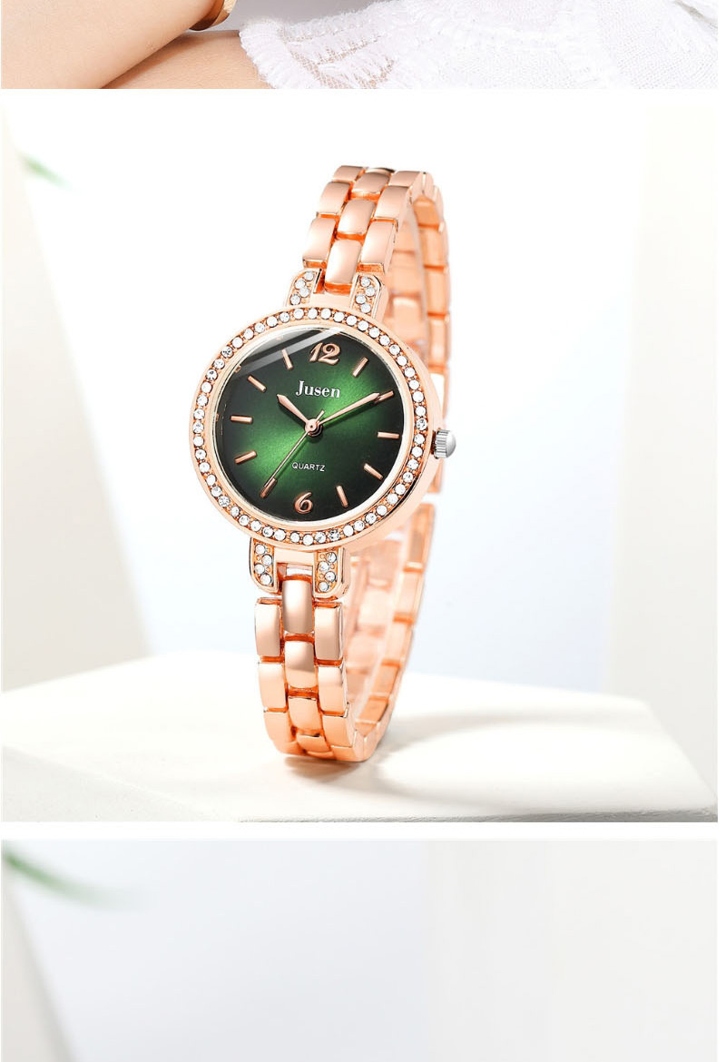 Fashion Rose Gold With Red Face Quartz Bracelet With Diamonds And Steel Sunburst,Ladies Watches
