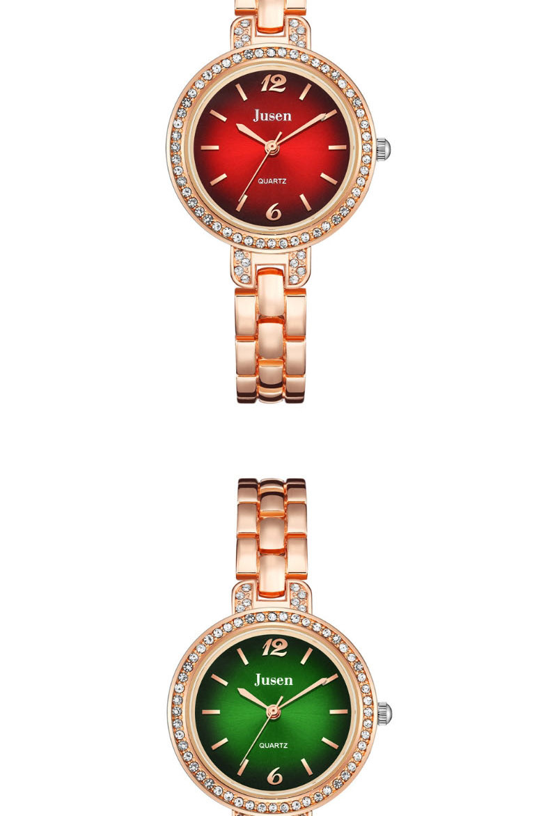 Fashion Rose Gold With Green Face Quartz Bracelet With Diamonds And Steel Sunburst,Ladies Watches
