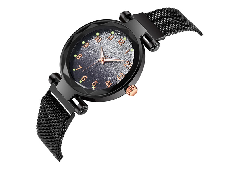 Fashion Black Gradient Digital Luminous Iron Stone Star Watch,Ladies Watches