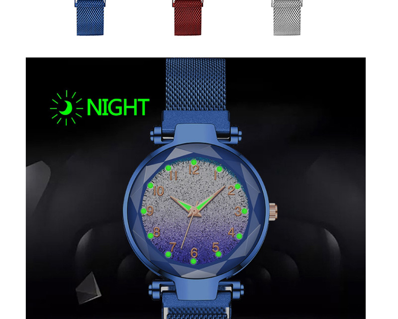 Fashion Black Gradient Digital Luminous Iron Stone Star Watch,Ladies Watches