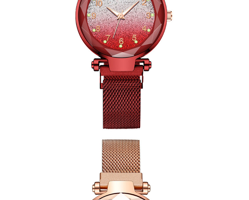 Fashion Red Gradient Digital Luminous Iron Stone Star Watch,Ladies Watches