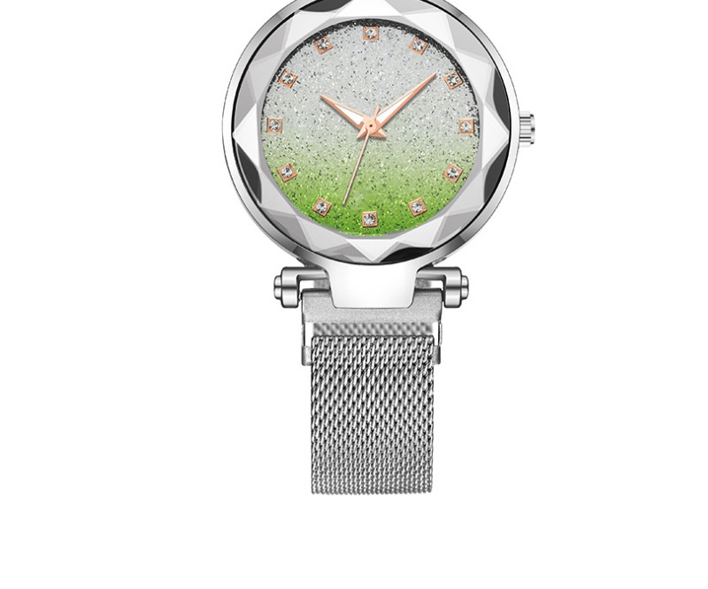 Fashion Silver Green Gradient Diamond Star Watch,Ladies Watches