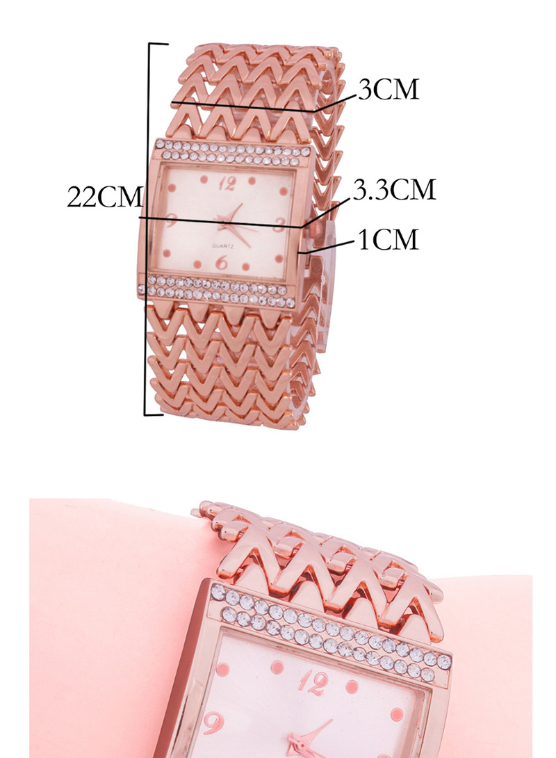 Fashion Rose Gold Quartz Watch With Diamonds And Square Metal Strap,Ladies Watches