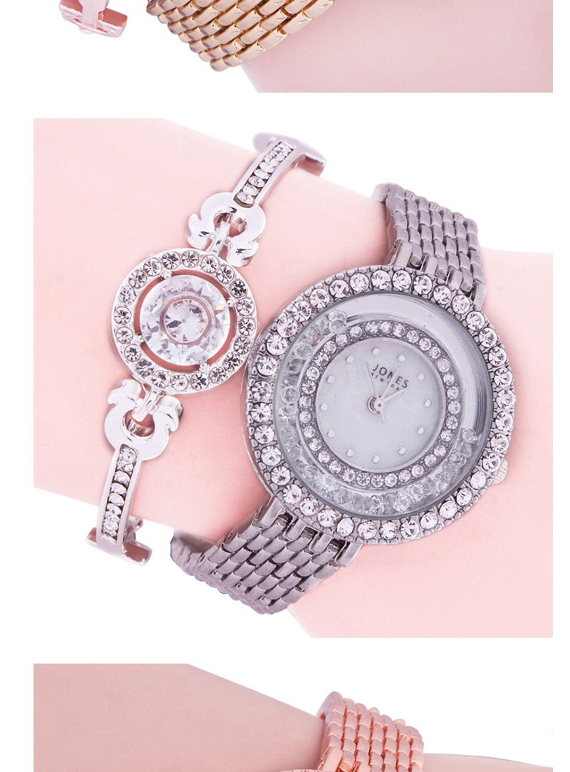 Fashion Silver Quicksand Rhinestone Steel Band Metal Chain Quartz Watch,Ladies Watches