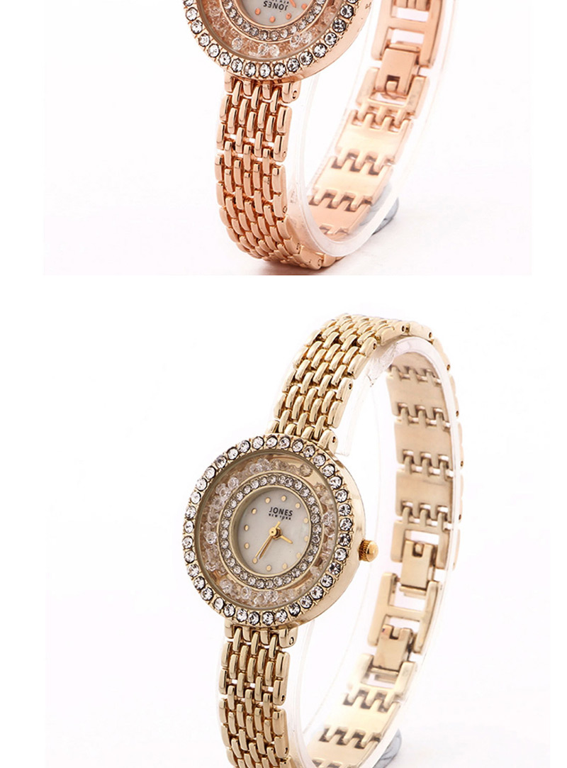 Fashion Rose Gold Quicksand Rhinestone Steel Band Metal Chain Quartz Watch,Ladies Watches