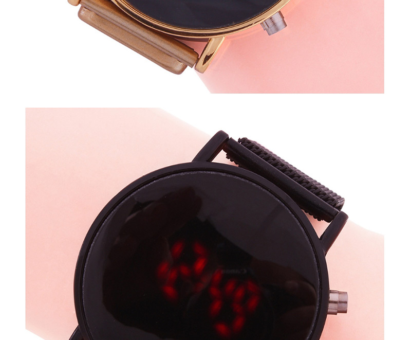 Fashion Rose Gold Watch Led Cold Light Suction Iron Mesh With Electronic Watch,Ladies Watches