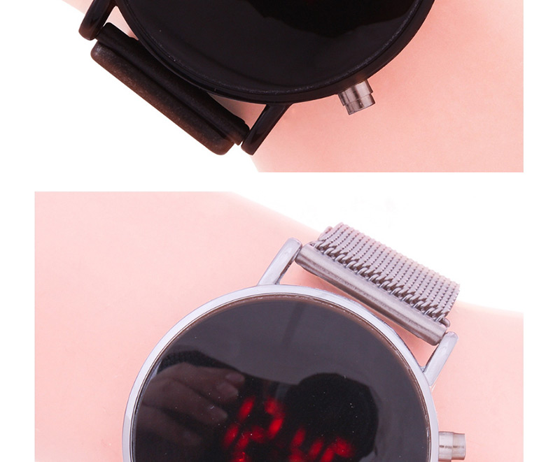 Fashion Silver Watch Led Cold Light Suction Iron Mesh With Electronic Watch,Ladies Watches