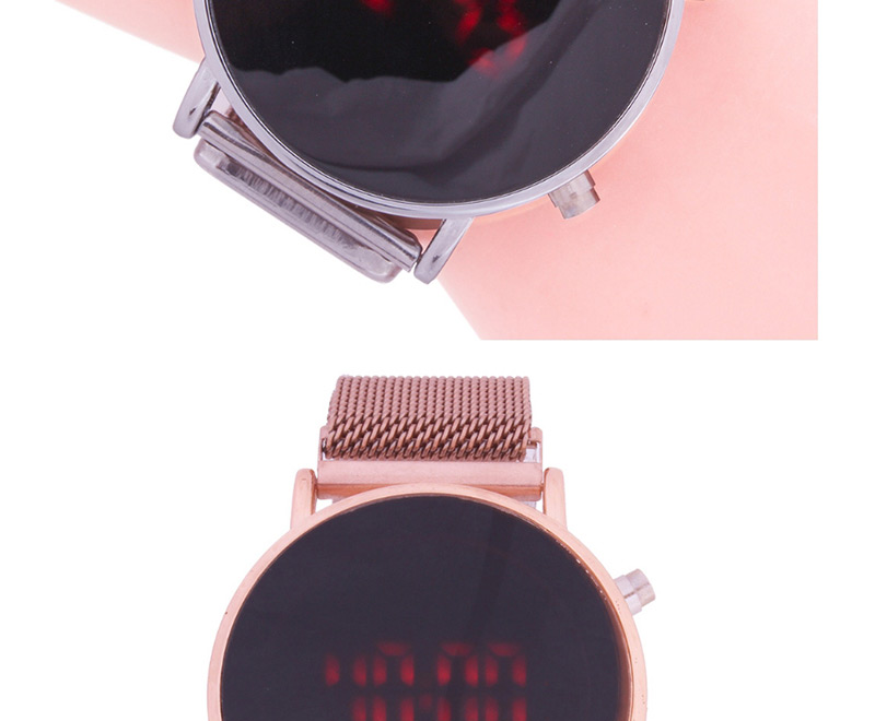 Fashion Silver Watch Led Cold Light Suction Iron Mesh With Electronic Watch,Ladies Watches