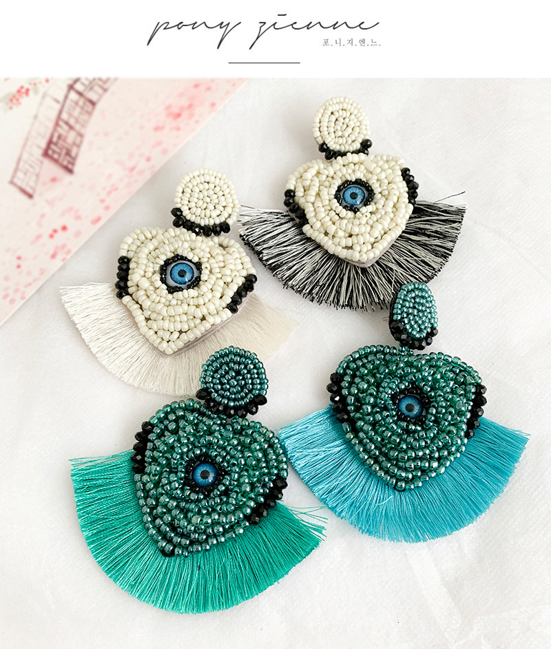 Fashion Royal Blue Mizhu Love Eye Tassel Stud Earrings,Drop Earrings