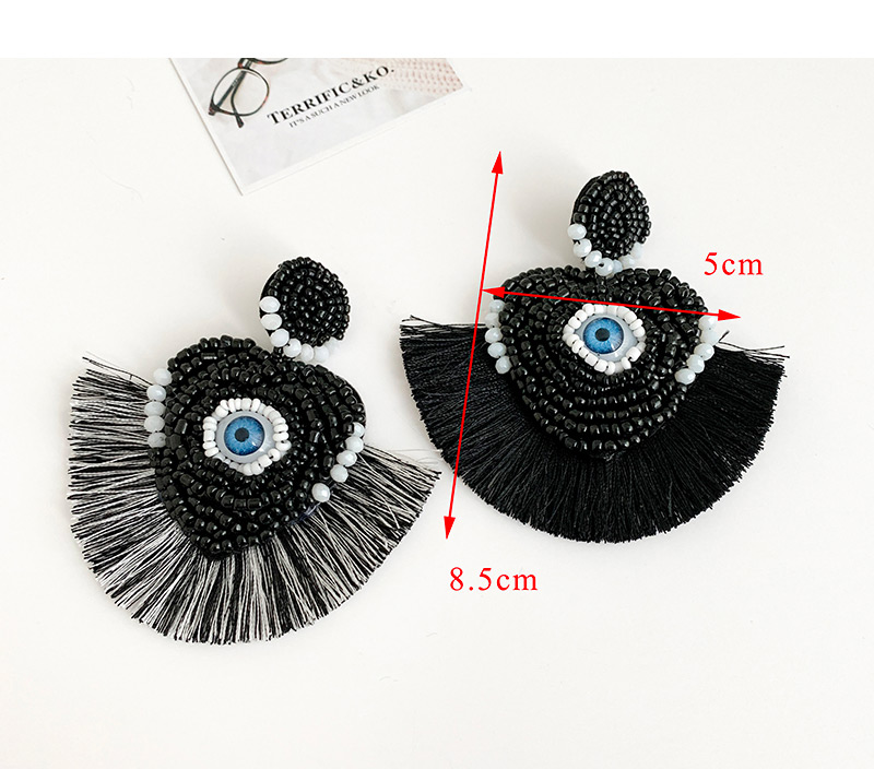 Fashion Black Mizhu Love Eye Tassel Stud Earrings,Drop Earrings