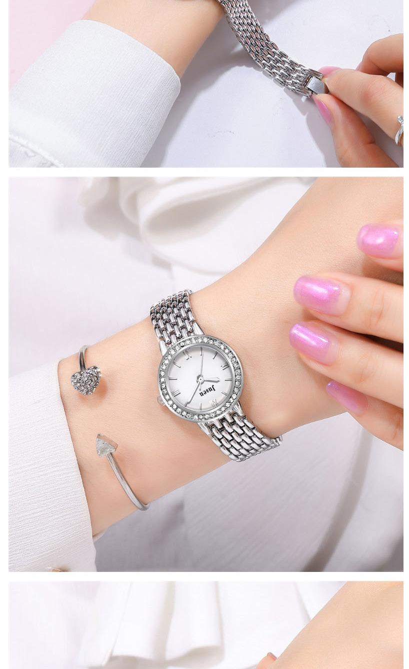 Fashion Black Face With Silver Band Gradient Quartz Bracelet With Diamonds,Ladies Watches