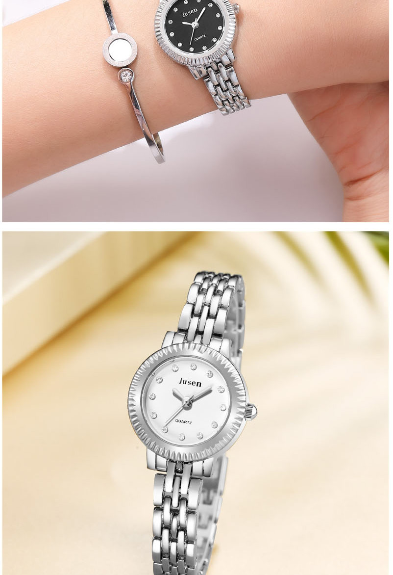 Fashion Black Face With Silver Band Alloy Bracelet With Diamonds,Ladies Watches