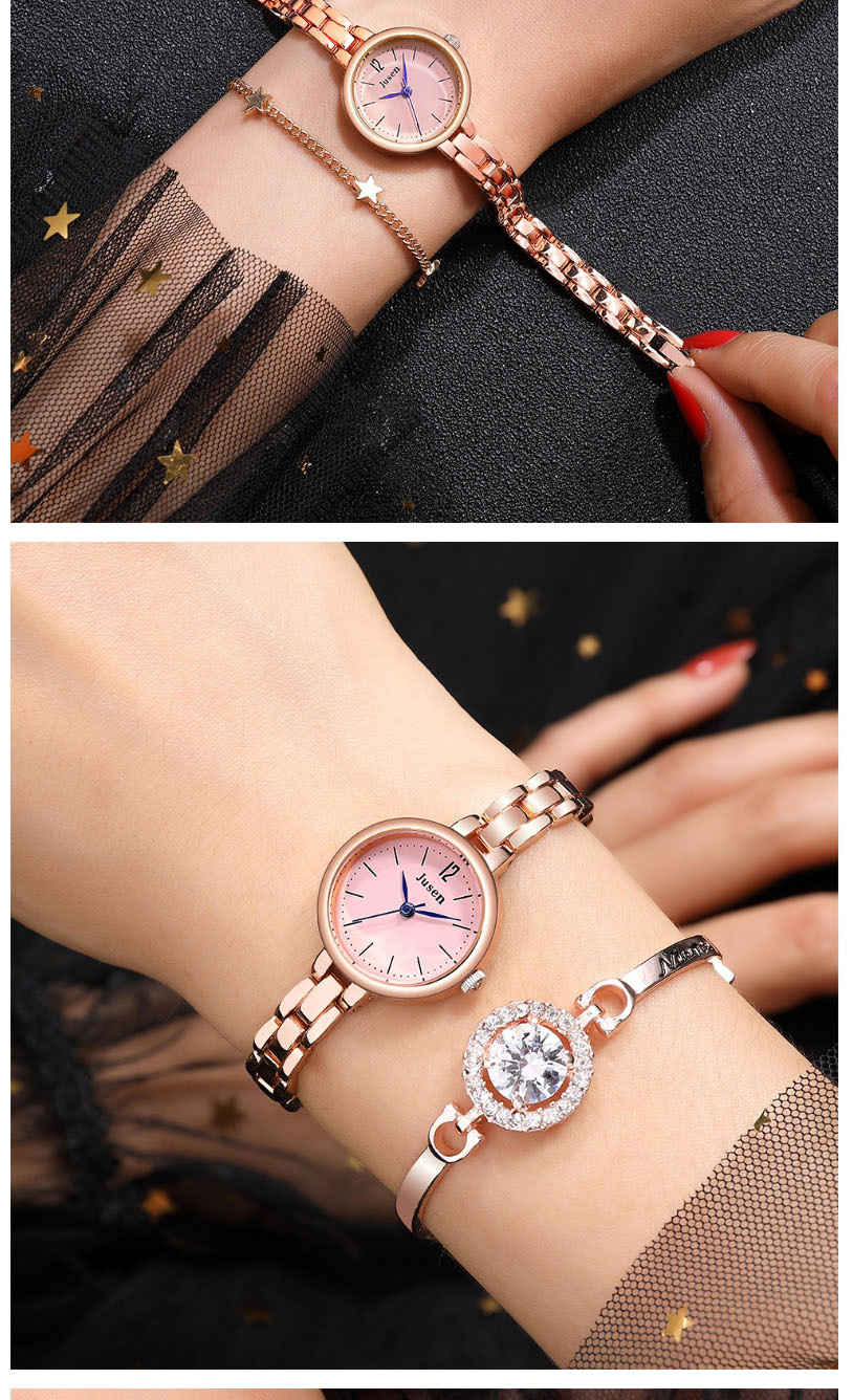 Fashion Rose Gold With Black Face Alloy Quartz Steel Band Watch,Ladies Watches