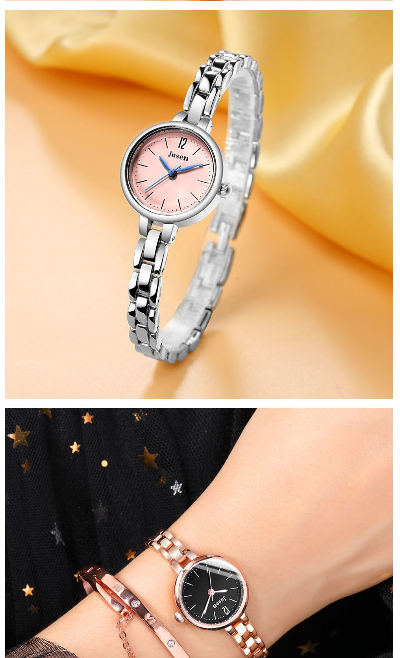Fashion Rose Gold With Powder Alloy Quartz Steel Band Watch,Ladies Watches