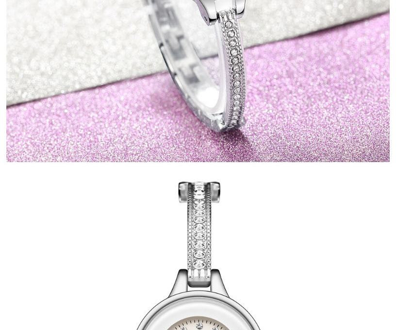 Fashion Silver Alloy Bangle Bracelet With Diamonds,Ladies Watches