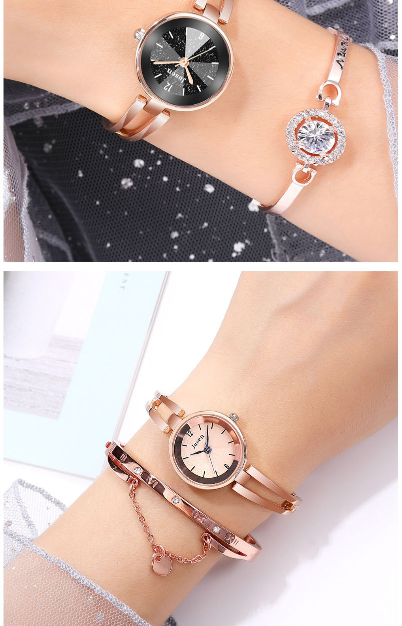 Fashion Silver With Black Face Water-cut Bright Bracelet Hollow Quartz Watch,Ladies Watches