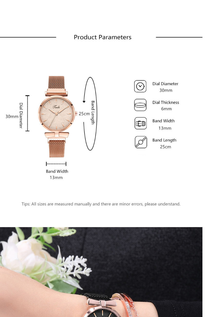 Fashion Rose Gold Noodle Foliage Quartz Watch With Magnet,Ladies Watches