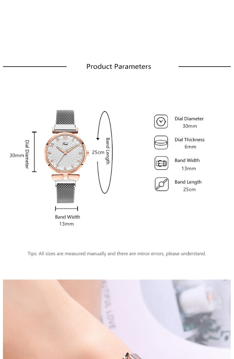 Fashion Rose Gold With White Surface Digital Face Quartz Magnet Watch,Ladies Watches