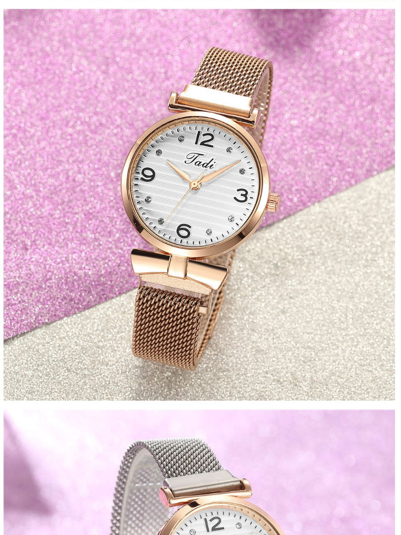 Fashion Rose Gold With White Surface Diamond Watch With Diamond Magnet,Ladies Watches