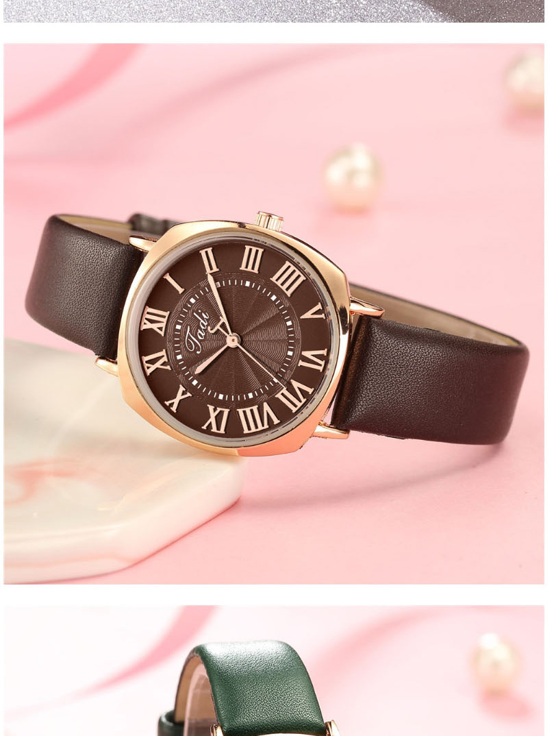Fashion Brown Ultra-thin Roman Scale Quartz Strap Watch,Ladies Watches