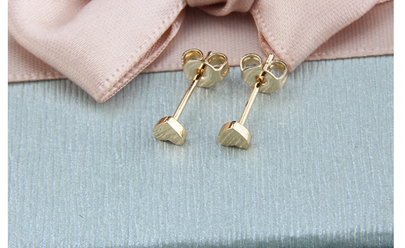 Fashion Golden Copper Plated Heart Shaped Light Stud Earrings,Earrings