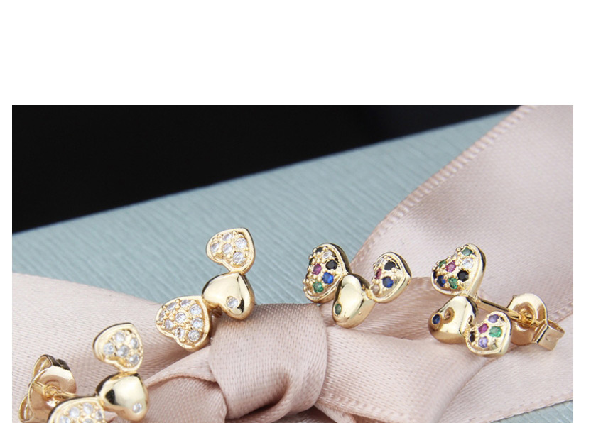 Fashion White Zirconium Copper Plating Three Heart White Zirconium Color Zirconium Stud Earrings,Earrings